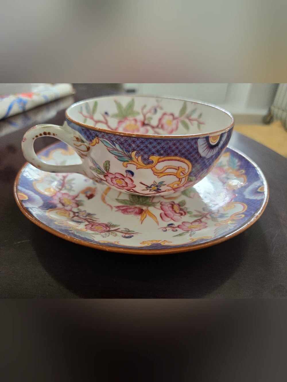 Vintage Superbe tasse et soucoupe en porcelaine ancienne de Digoin Sarreguemines